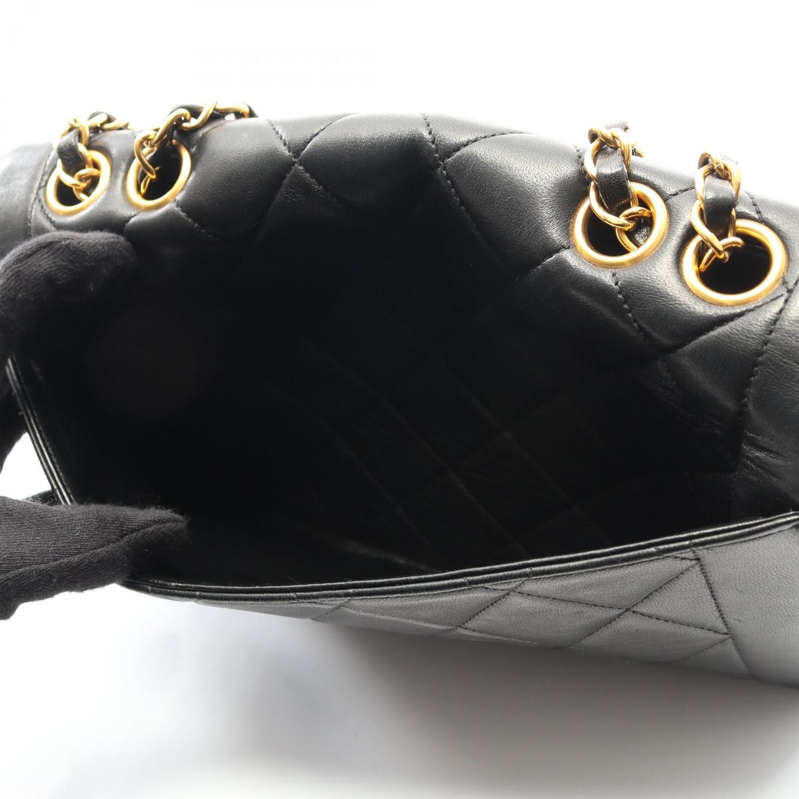 Chanel Shoulder Bag Matelasse Single Flap Black Lambskin Matelasse Single Flap