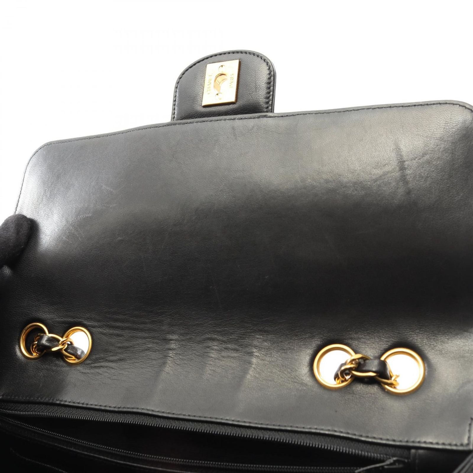 Chanel Shoulder Bag Matelasse Single Flap Black Lambskin Matelasse Single Flap