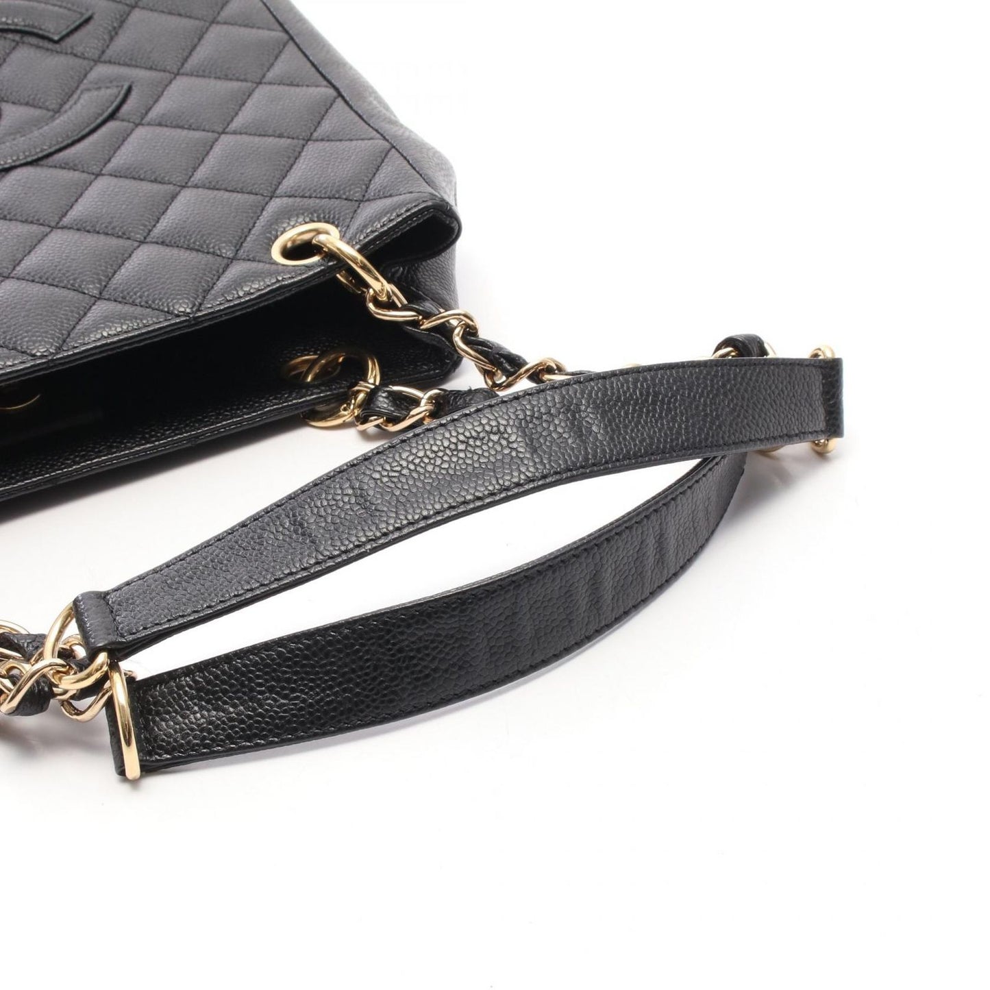 Chanel Tote Bag Matelasse Pst Black Caviar Skin (grained Calf) Pst Chain Tote