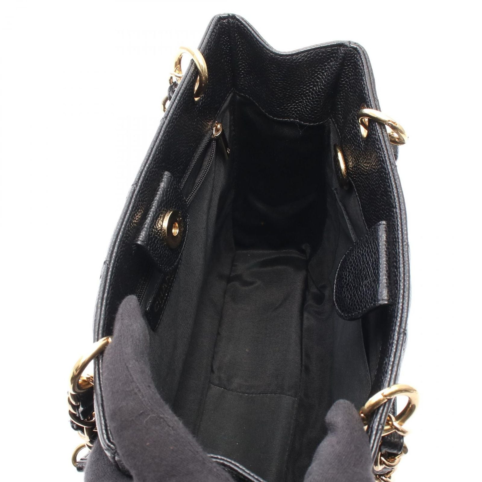 Chanel Tote Bag Matelasse Pst Black Caviar Skin (grained Calf) Pst Chain Tote