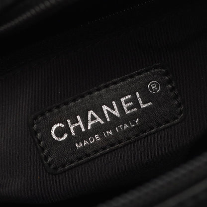 Chanel Tote Bag Paris Biarritz MM Black PVC Coated Canvas Leather Paris