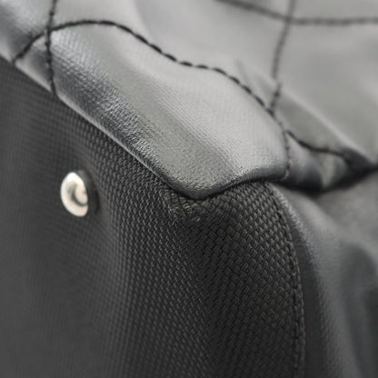 Chanel Tote Bag Paris Biarritz MM Black PVC Coated Canvas Leather Paris