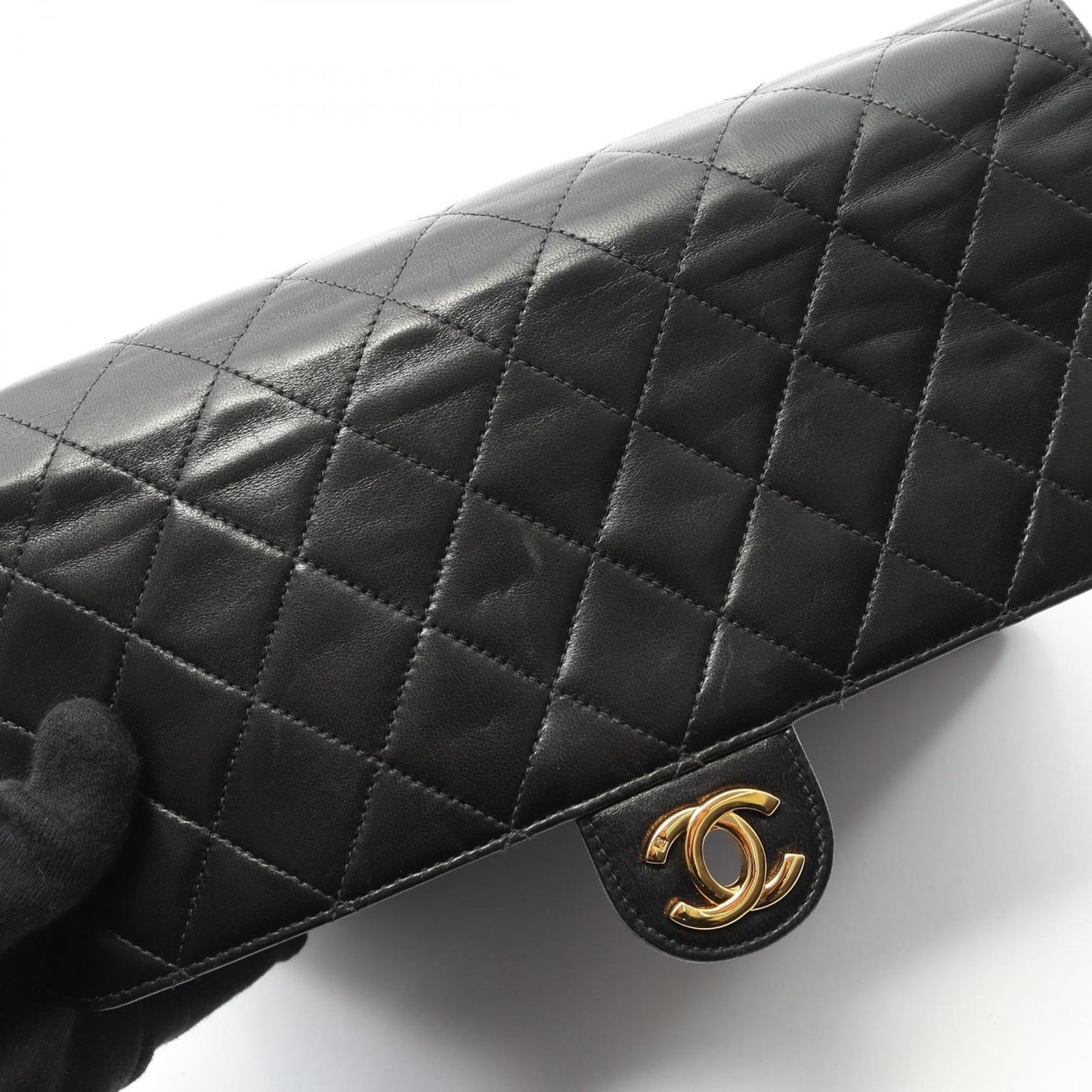 Chanel Shoulder Bag Matelasse Single Flap Black Lambskin Matelasse Single Flap