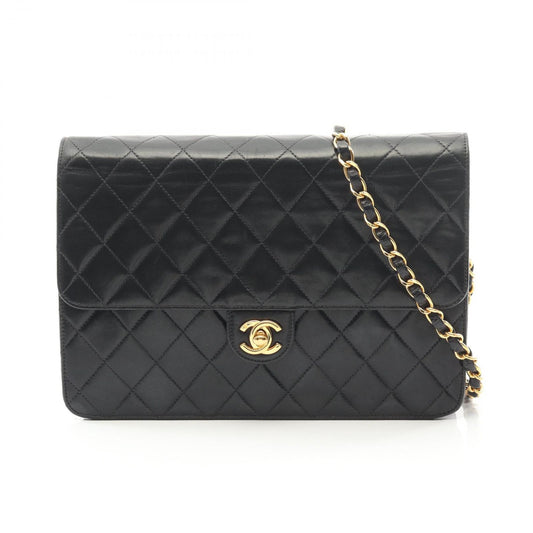 Chanel Shoulder Bag Matelasse Single Flap Black Lambskin Matelasse Single Flap