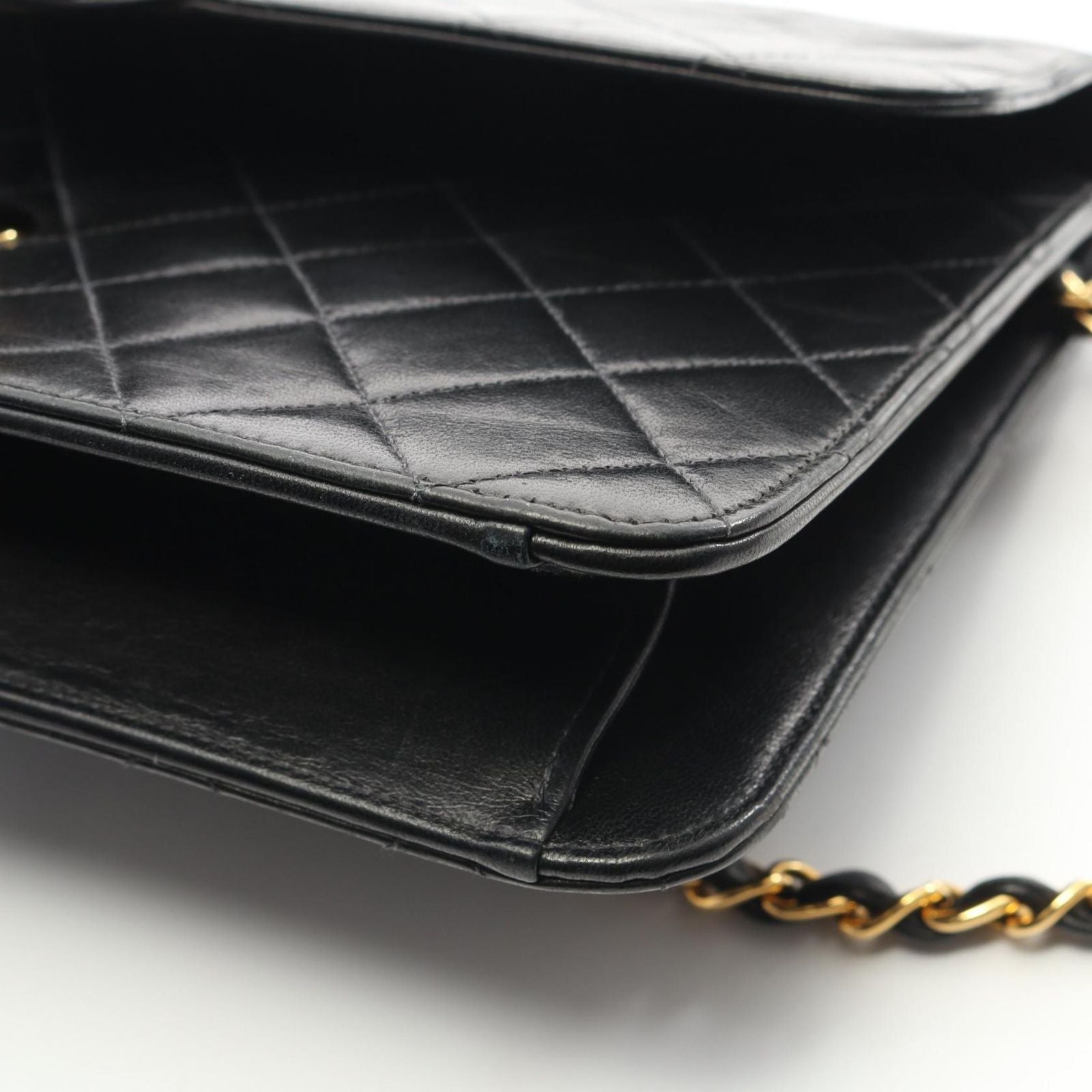 Chanel Shoulder Bag Matelasse Single Flap Black Lambskin Matelasse Single Flap