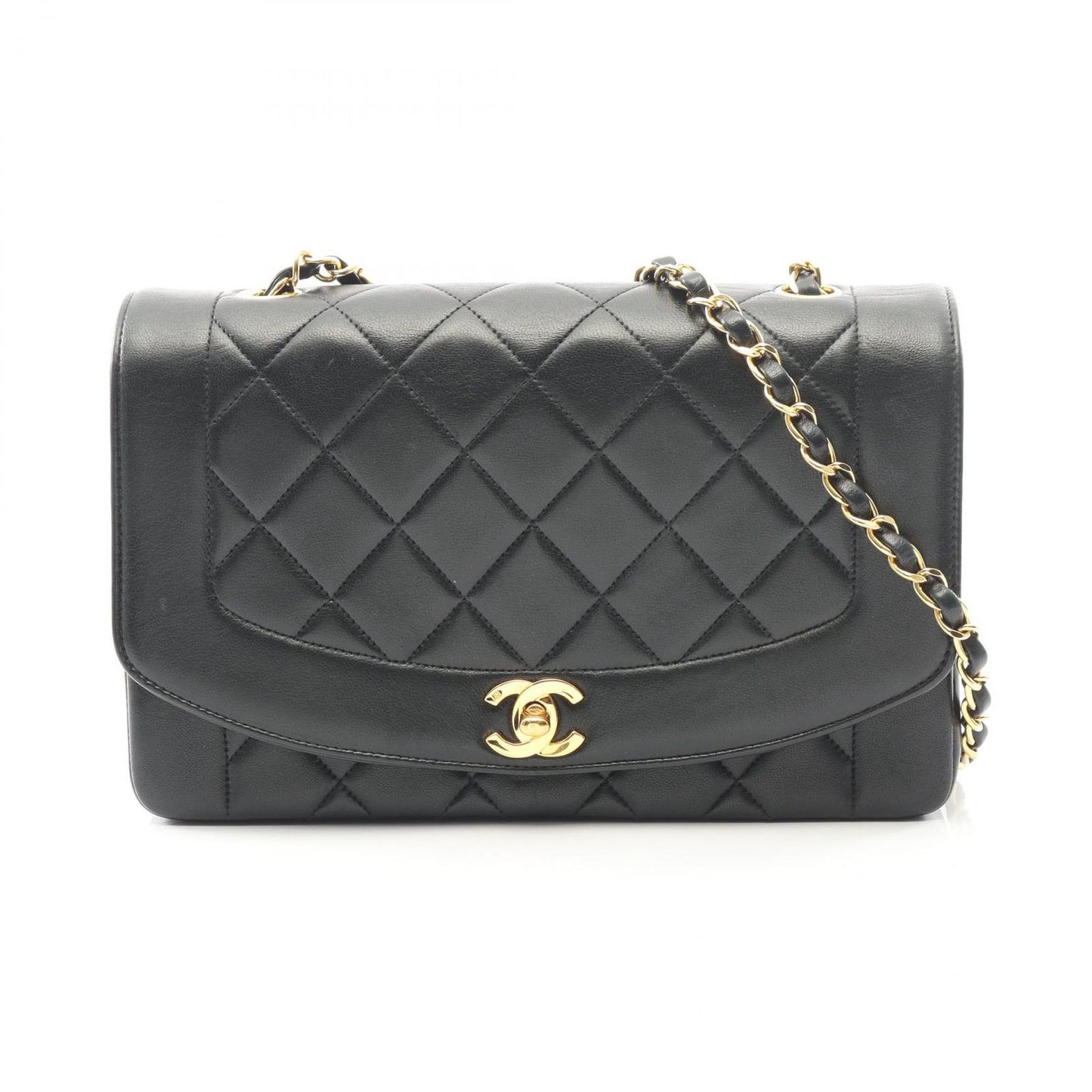 Chanel Shoulder Bag Matelasse Diana Flap Black Lambskin Matelasse Diana Chain