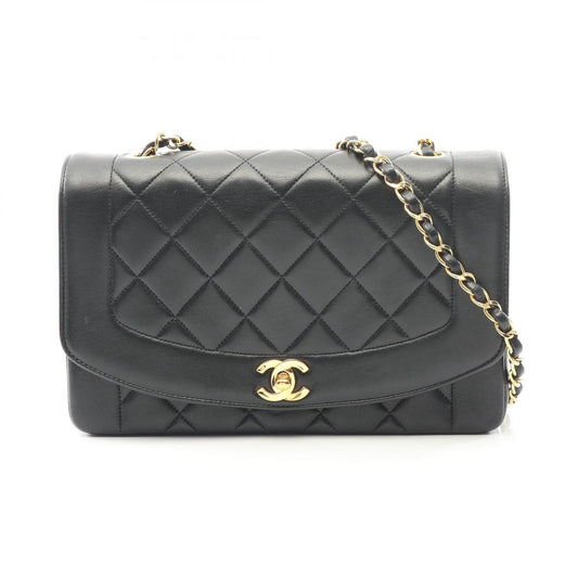 Chanel Shoulder Bag Matelasse Diana Flap Black Lambskin Matelasse Diana Chain