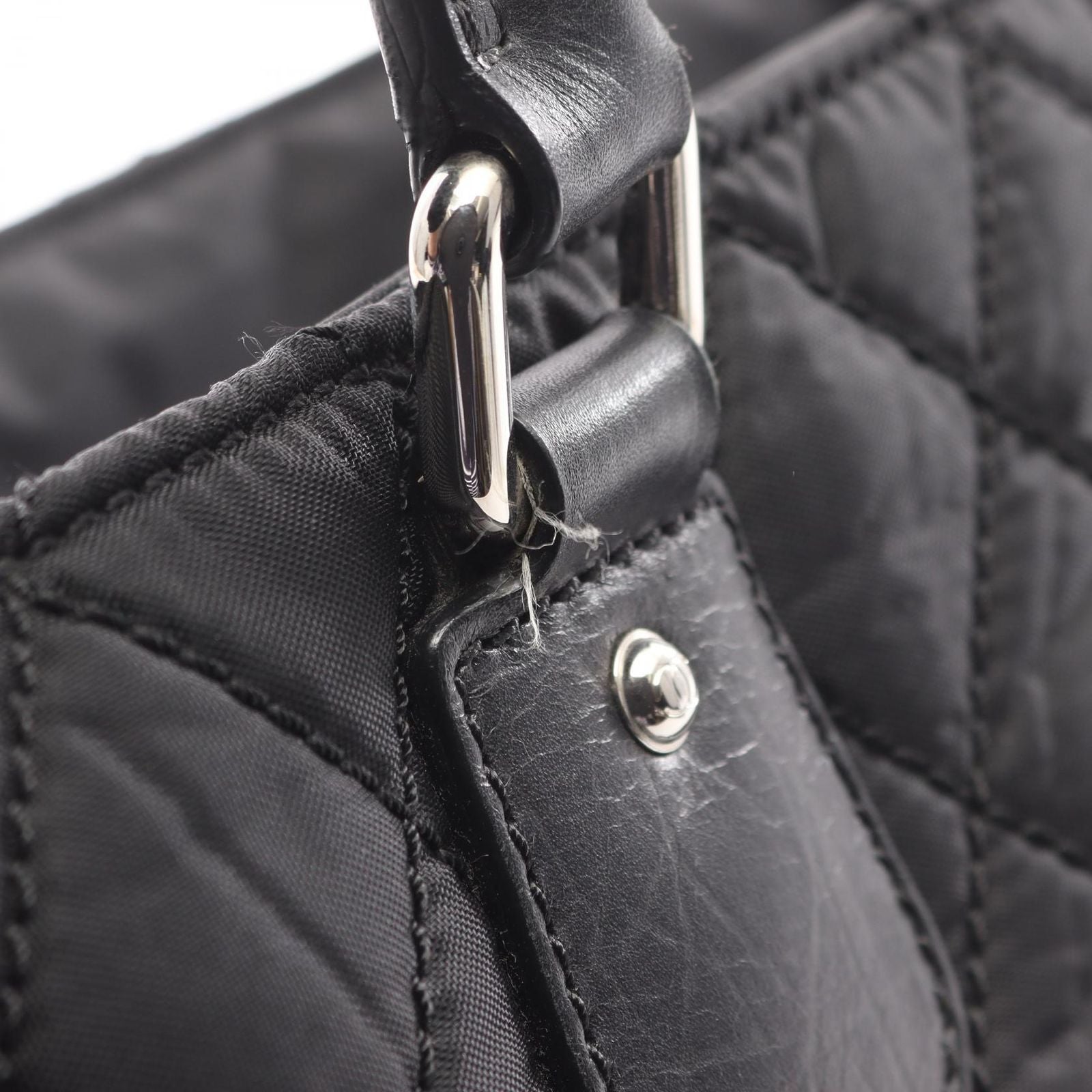 Chanel Tote Bag Paris New York Line A33100 Black Nylon Leather Paris New York