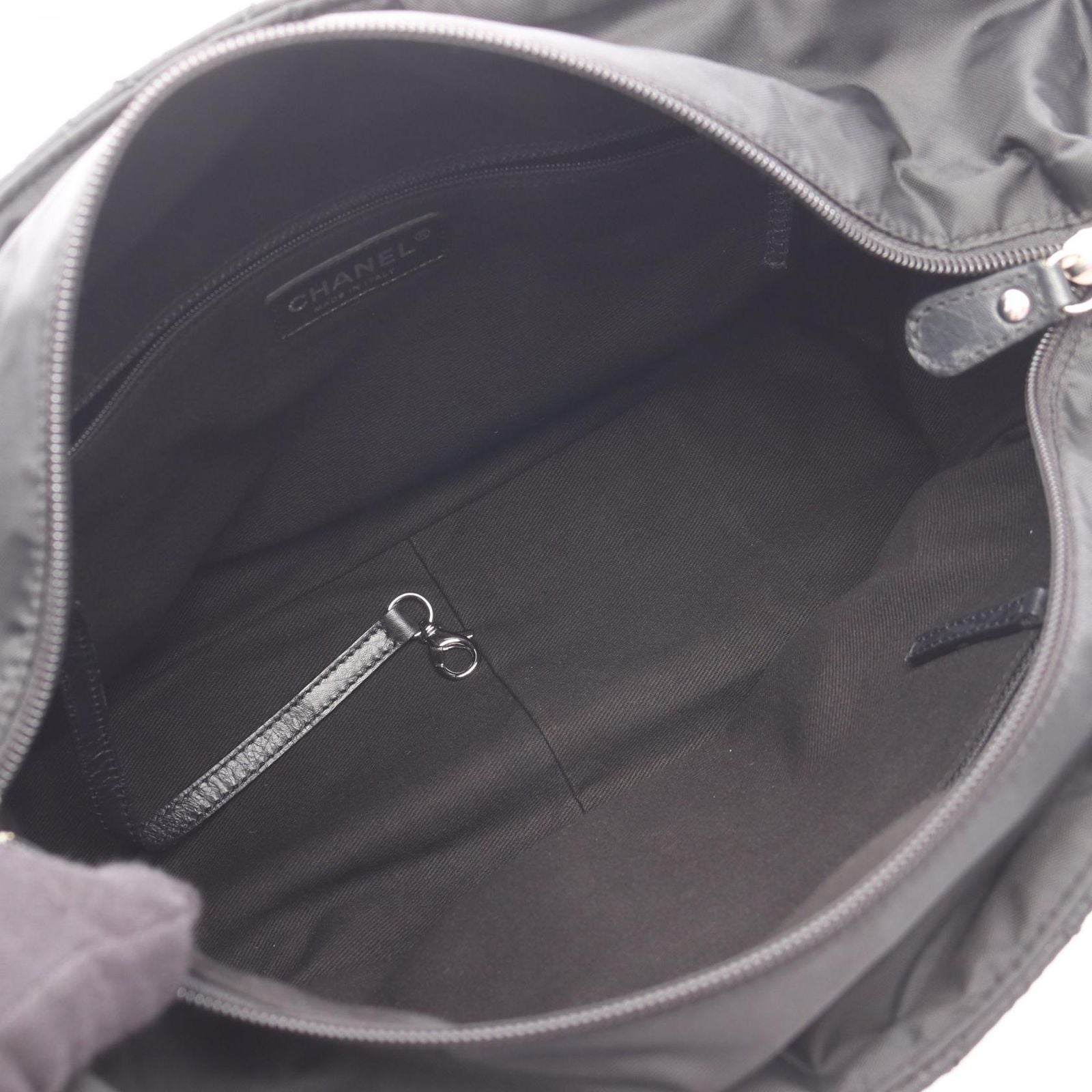 Chanel Tote Bag Paris New York Line A33100 Black Nylon Leather Paris New York