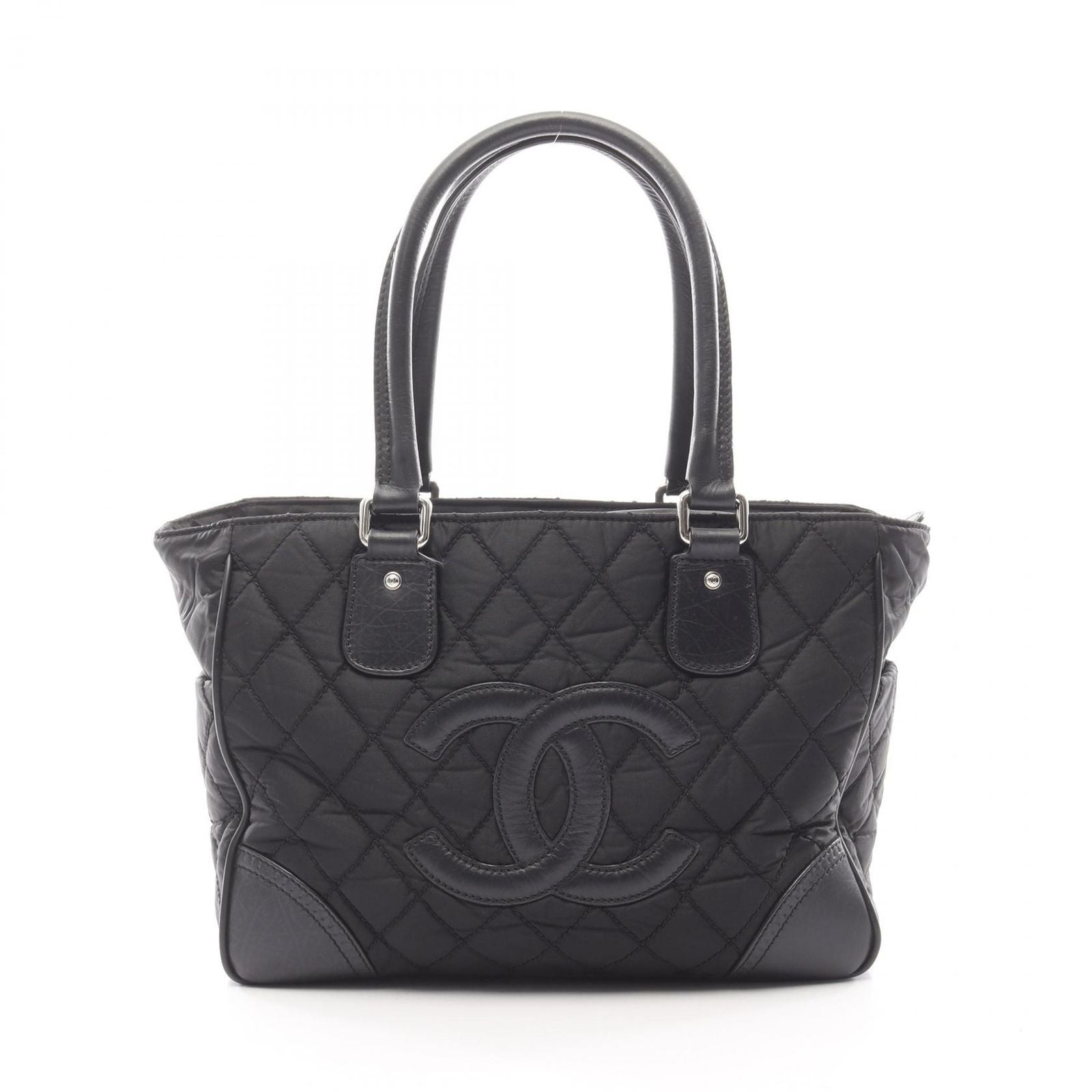 Chanel Tote Bag Paris New York Line A33100 Black Nylon Leather Paris New York