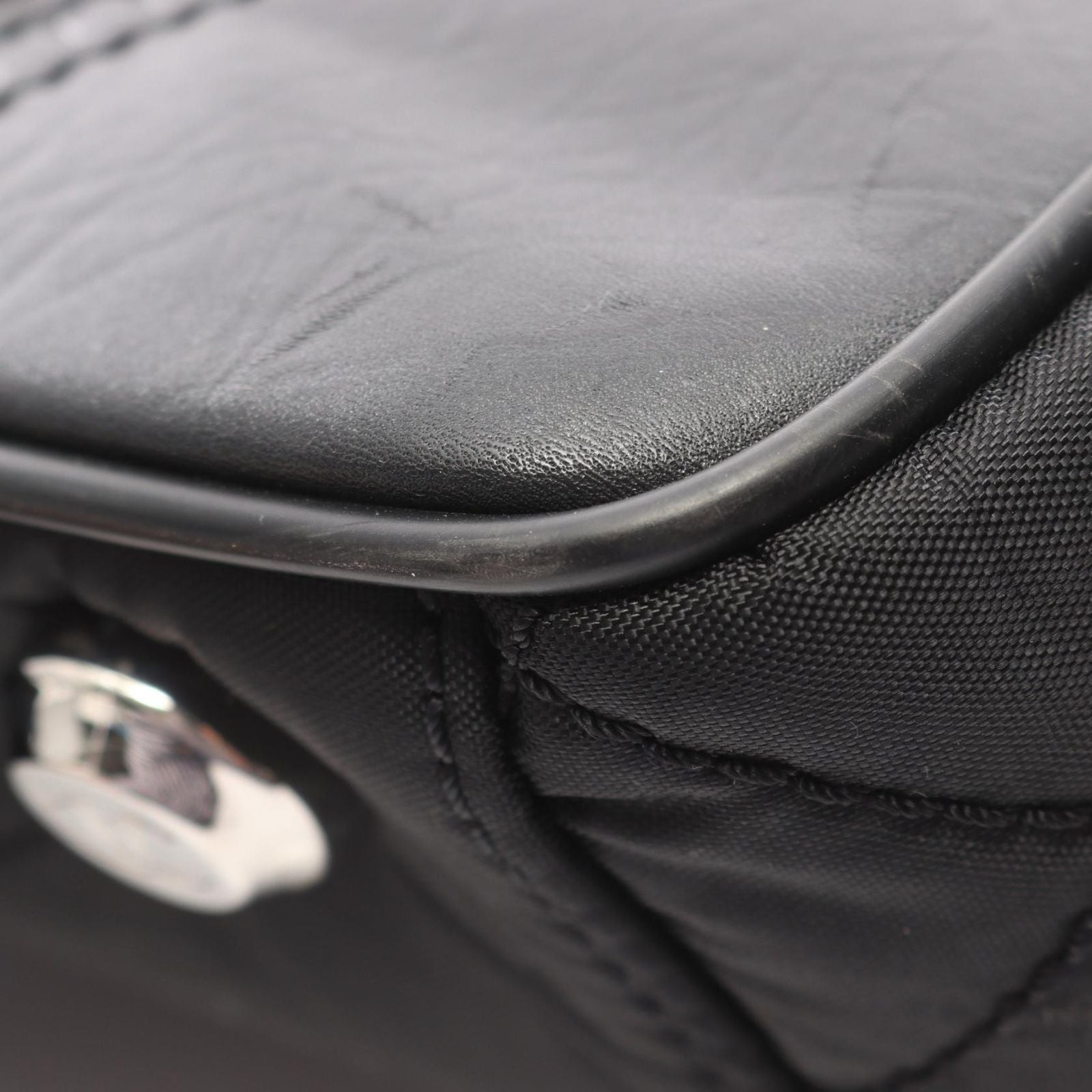 Chanel Tote Bag Paris New York Line A33100 Black Nylon Leather Paris New York