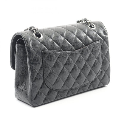 Chanel Shoulder Bag Matelasse W Flap Black Caviar Skin (grained Calf) Matelasse