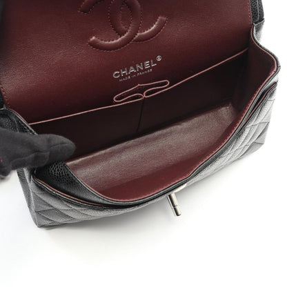 Chanel Shoulder Bag Matelasse W Flap Black Caviar Skin (grained Calf) Matelasse