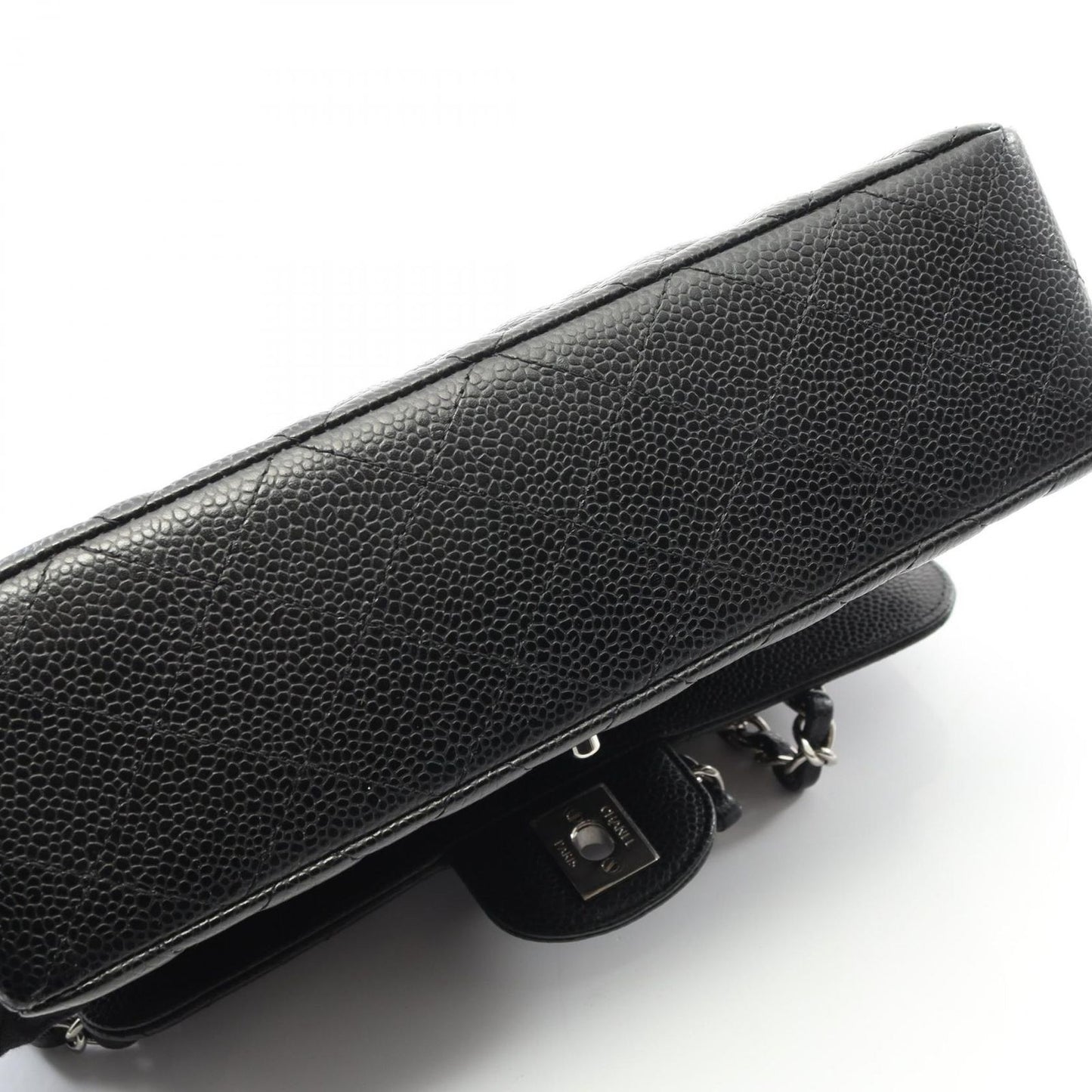 Chanel Shoulder Bag Matelasse W Flap Black Caviar Skin (grained Calf) Matelasse