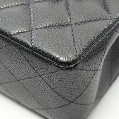 Chanel Shoulder Bag Matelasse W Flap Black Caviar Skin (grained Calf) Matelasse