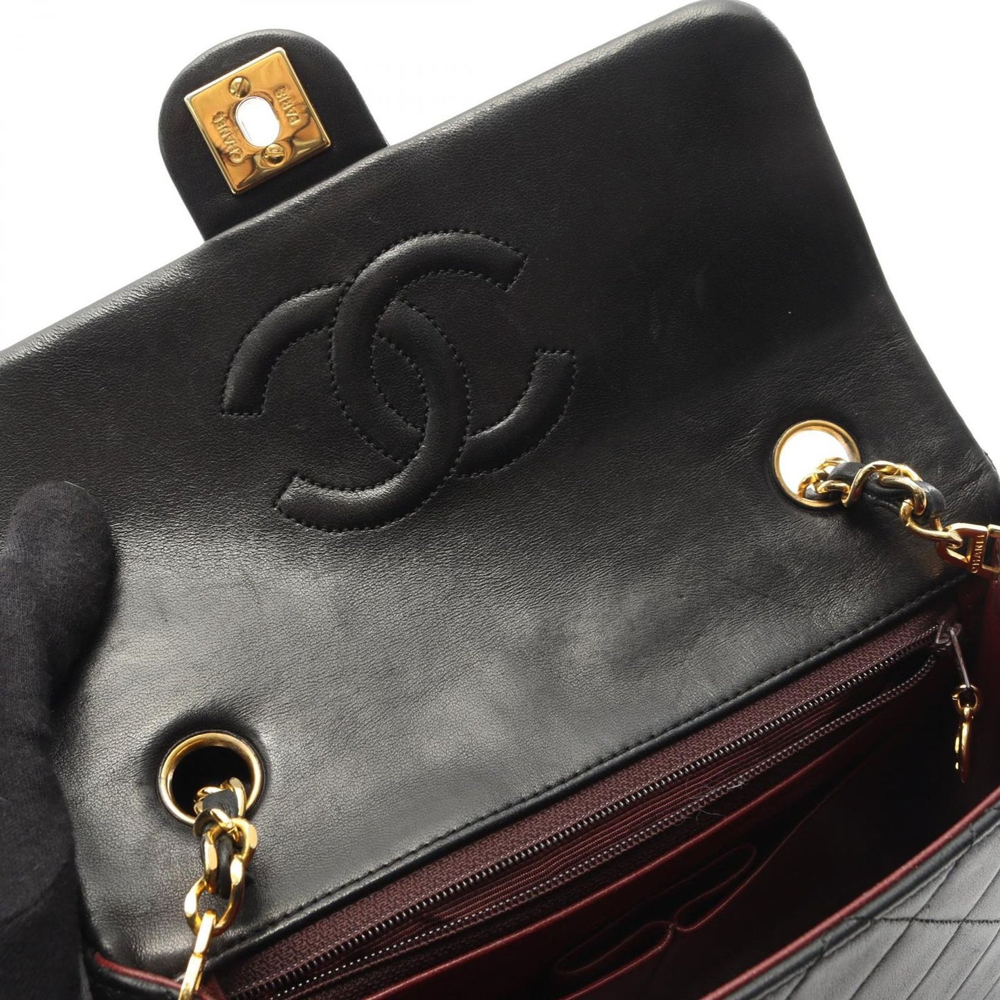 Chanel Shoulder Bag Mini Matelasse 20 Black Lambskin Mini Matelasse Chain