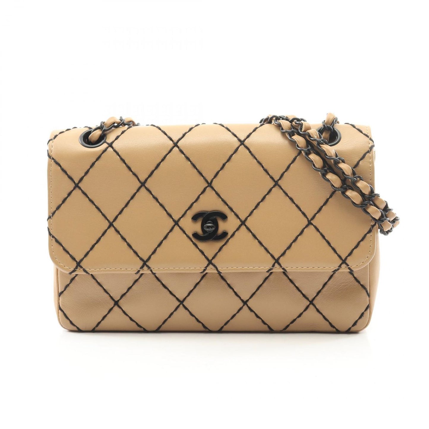 Chanel Shoulder Bag Wild Stitch Beige Leather Wild Stitch Chain Shoulder Ladies