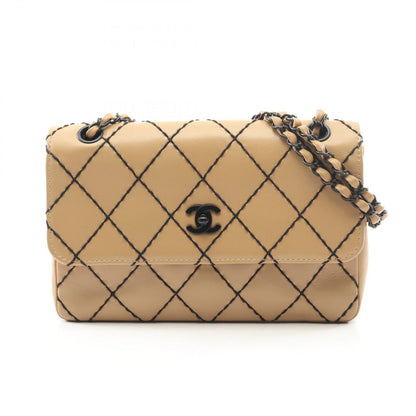 Chanel Shoulder Bag Wild Stitch Beige Leather Wild Stitch Chain Shoulder Ladies