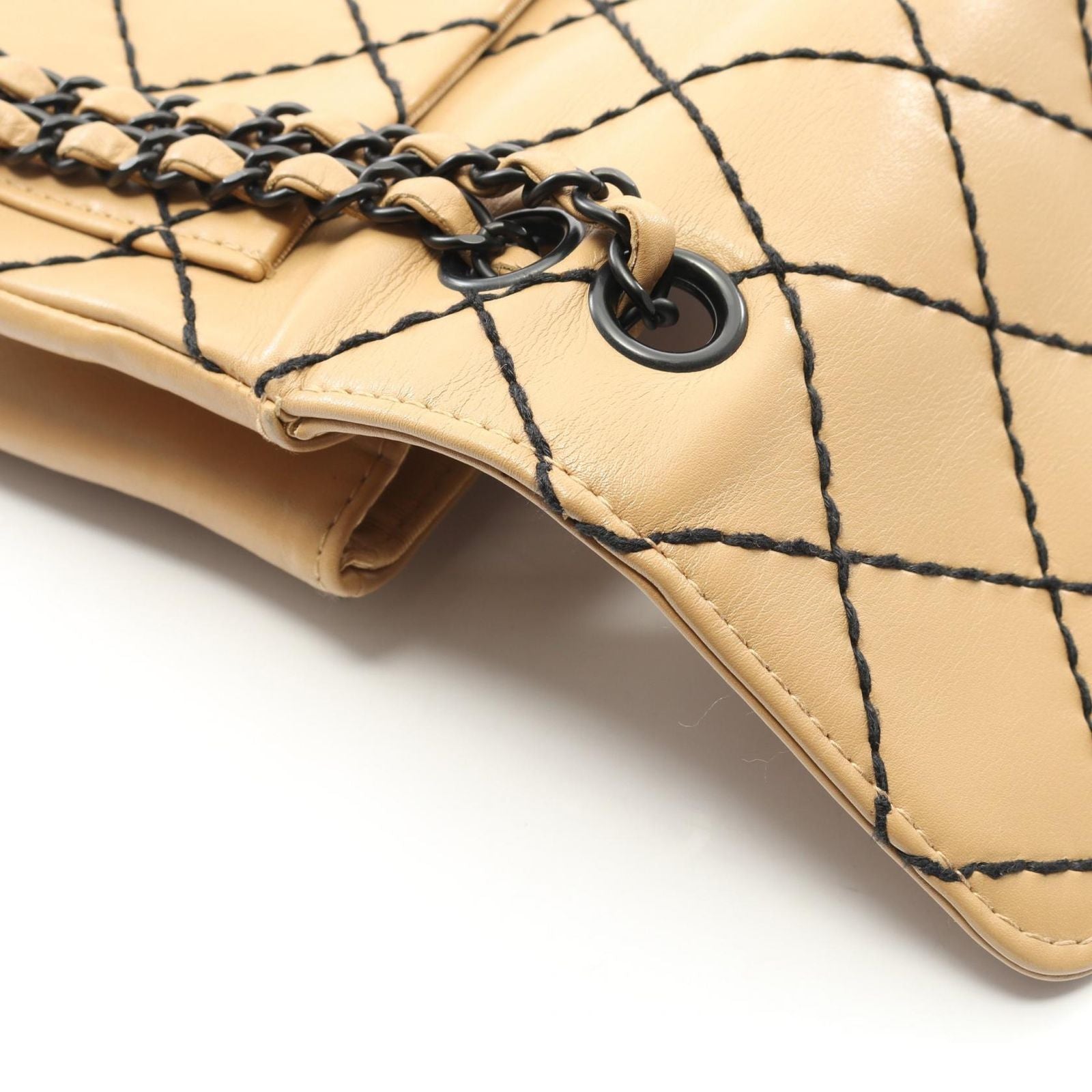 Chanel Shoulder Bag Wild Stitch Beige Leather Wild Stitch Chain Shoulder Ladies