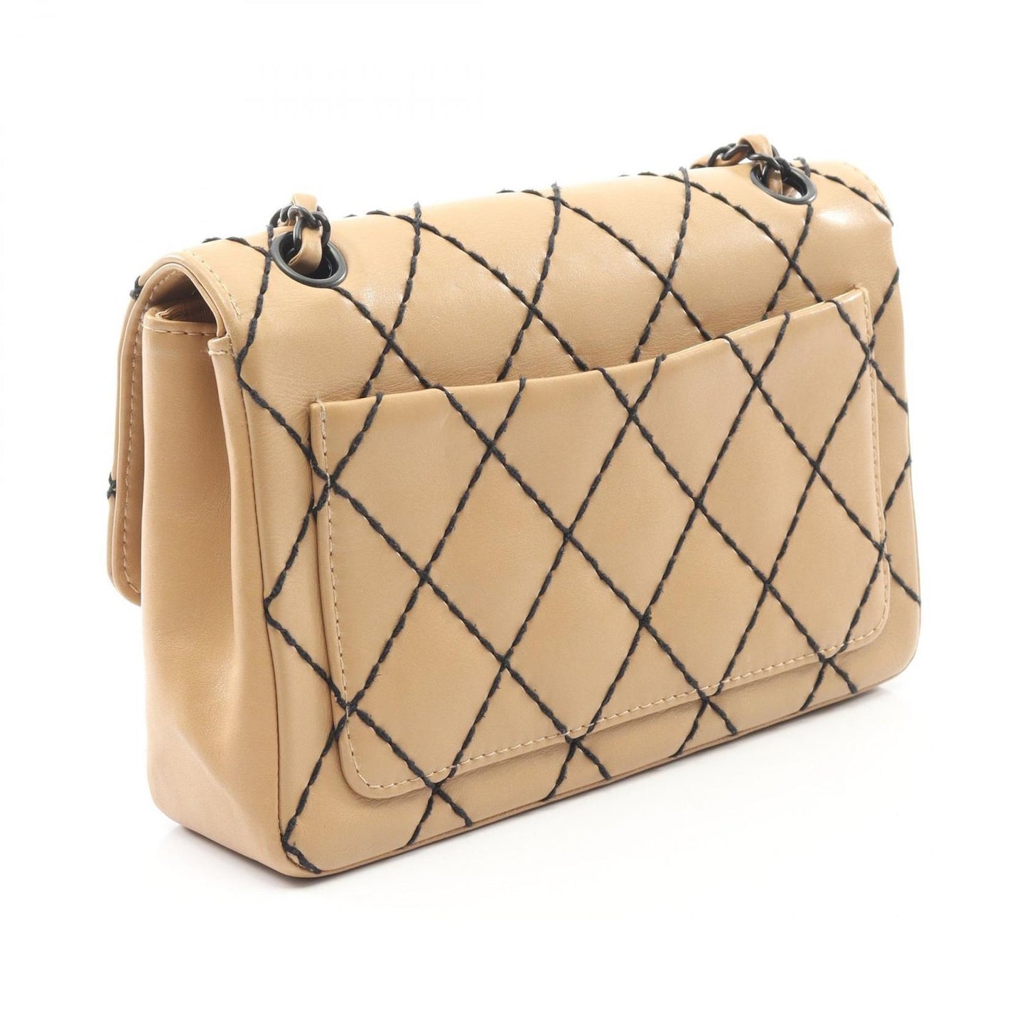 Chanel Shoulder Bag Wild Stitch Beige Leather Wild Stitch Chain Shoulder Ladies
