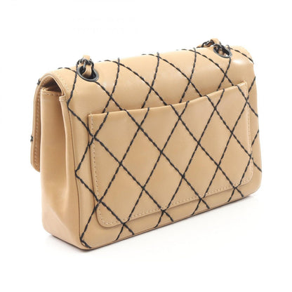 Chanel Shoulder Bag Wild Stitch Beige Leather Wild Stitch Chain Shoulder Ladies