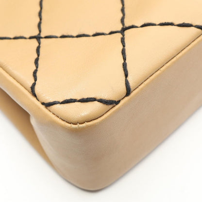 Chanel Shoulder Bag Wild Stitch Beige Leather Wild Stitch Chain Shoulder Ladies