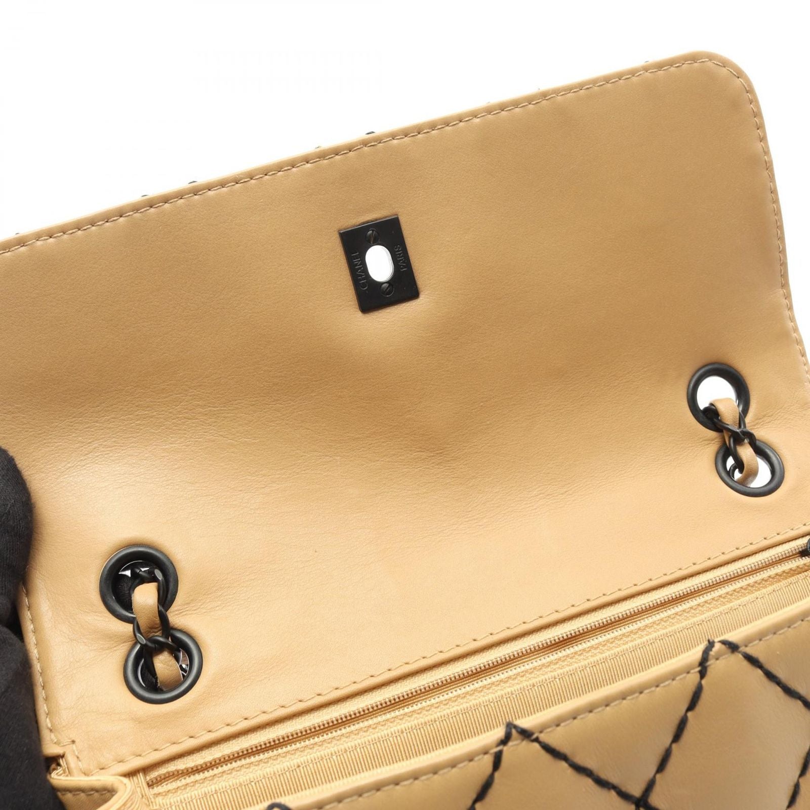 Chanel Shoulder Bag Wild Stitch Beige Leather Wild Stitch Chain Shoulder Ladies