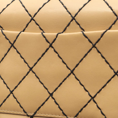 Chanel Shoulder Bag Wild Stitch Beige Leather Wild Stitch Chain Shoulder Ladies