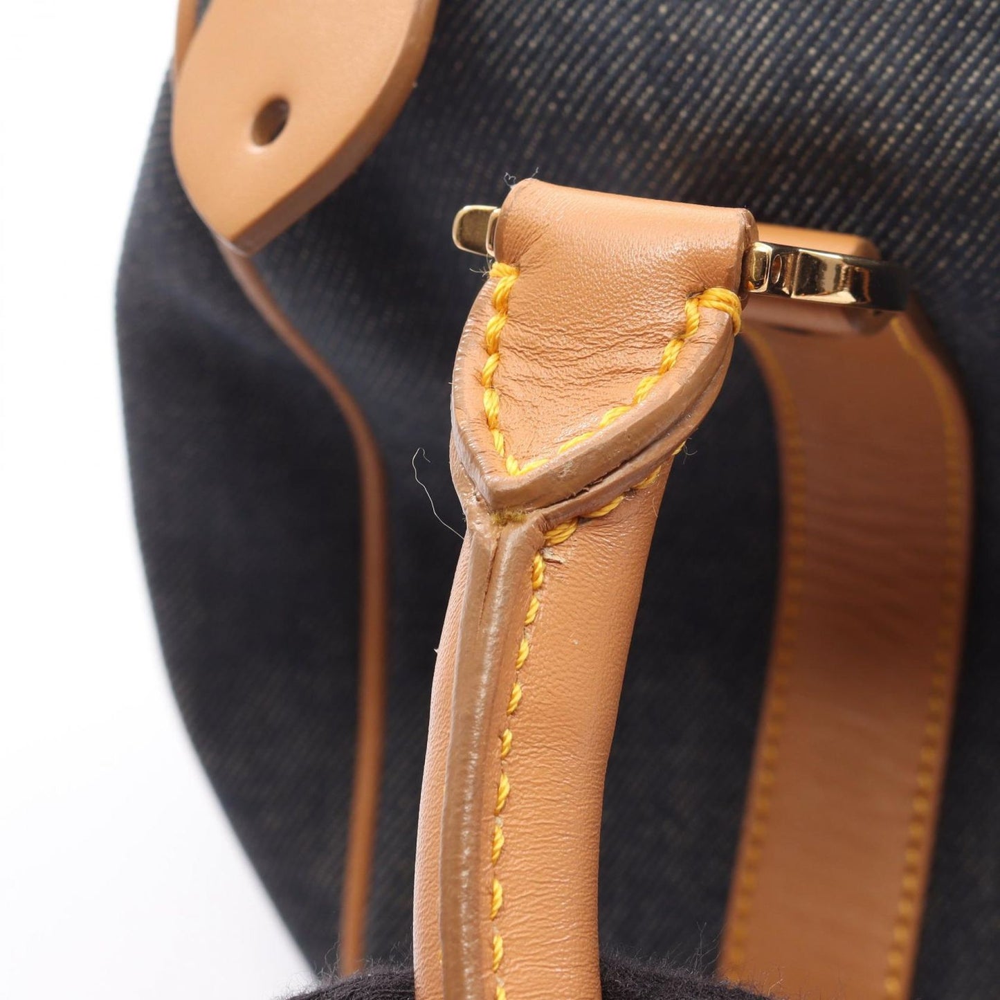 Dior Tote Bag Indigo Blue Denim Leather Mini Boston Bag Ladies a