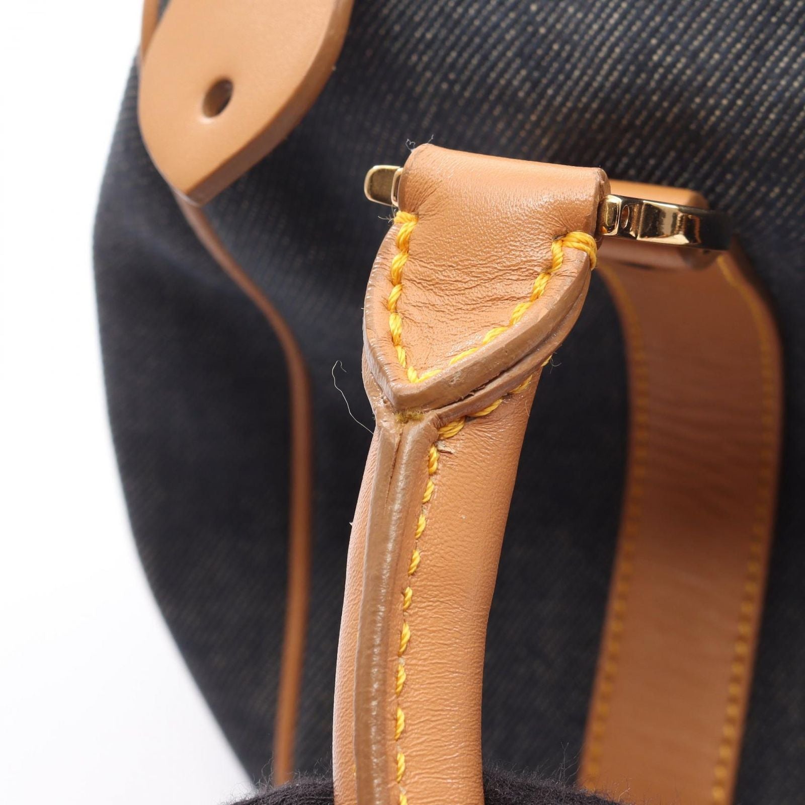 Dior Tote Bag Indigo Blue Denim Leather Mini Boston Bag Ladies a