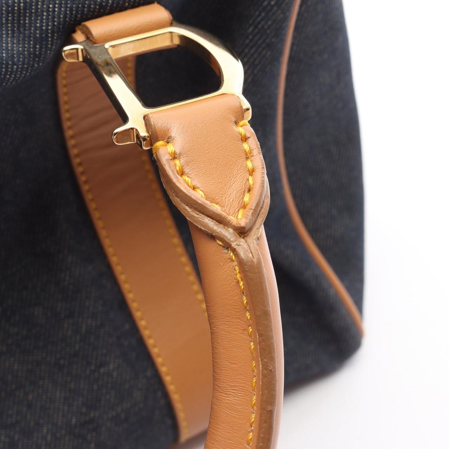 Dior Tote Bag Indigo Blue Denim Leather Mini Boston Bag Ladies a