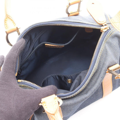 Dior Tote Bag Indigo Blue Denim Leather Mini Boston Bag Ladies a