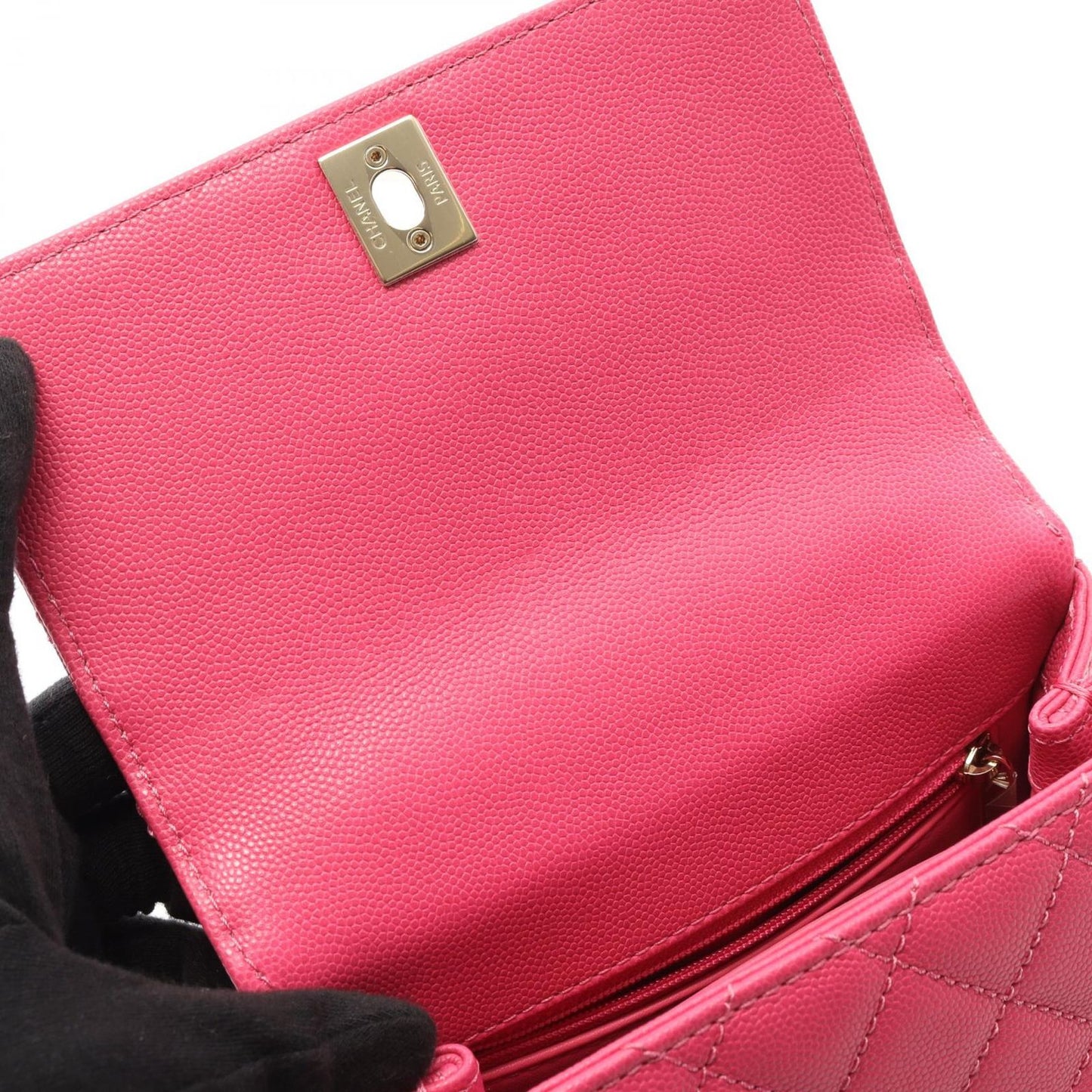 Chanel Handbag Coco Handle XXS Top Handle Fuchsia Pink Caviar Skin (grained