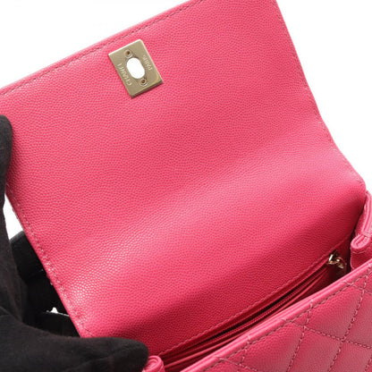 Chanel Handbag Coco Handle XXS Top Handle Fuchsia Pink Caviar Skin (grained