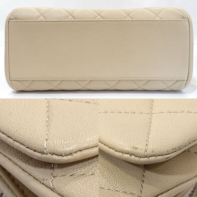 Chanel Quilted Chain Shoulder Bag Leather Beige Gdhardware Vintage