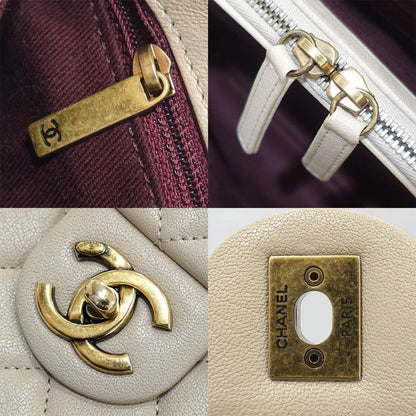 Chanel Quilted Chain Shoulder Bag Leather Beige Gdhardware Vintage