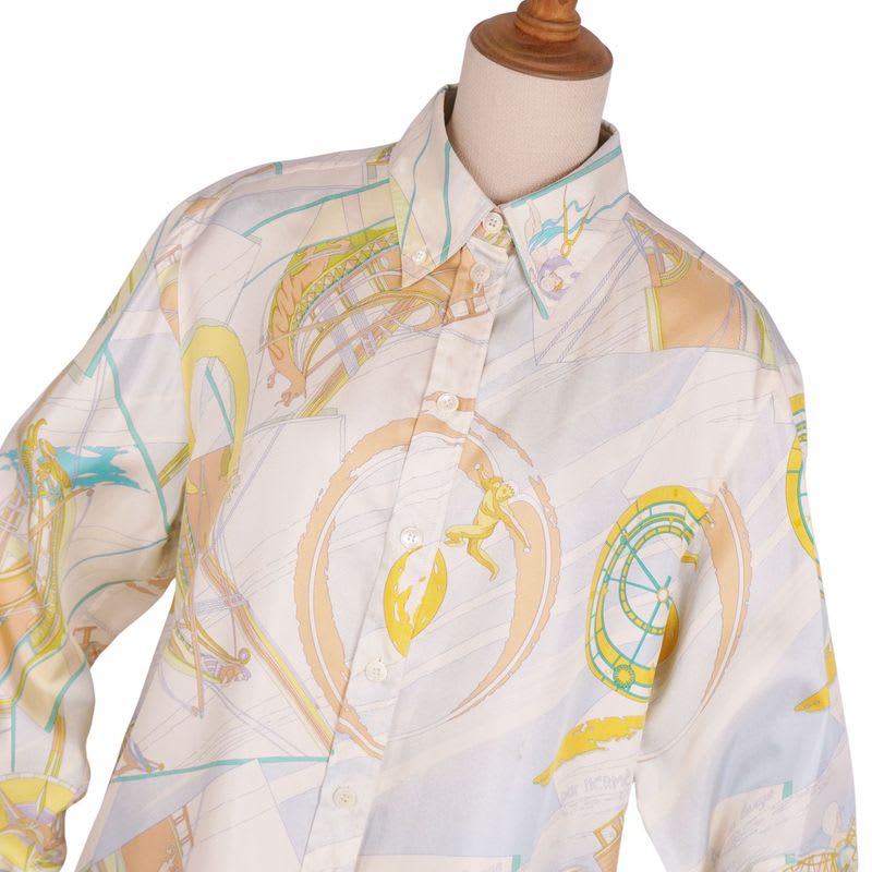 Hermes Margiela Period Blouse Button Down Shirt Long Sleeve Silk