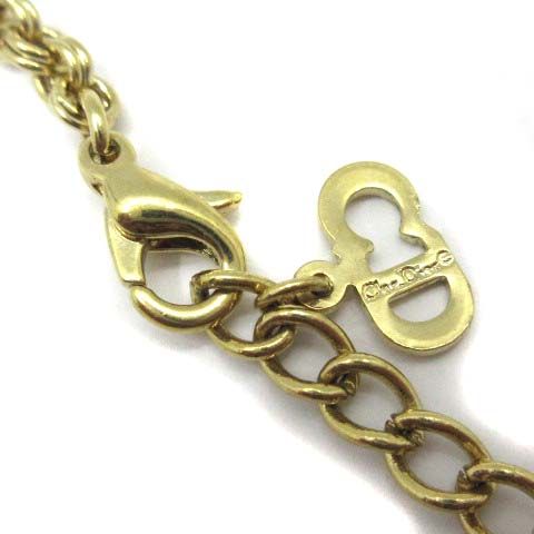 Christian Dior Logo Tennis Necklace Pendant Chain Gold Vintage Aa