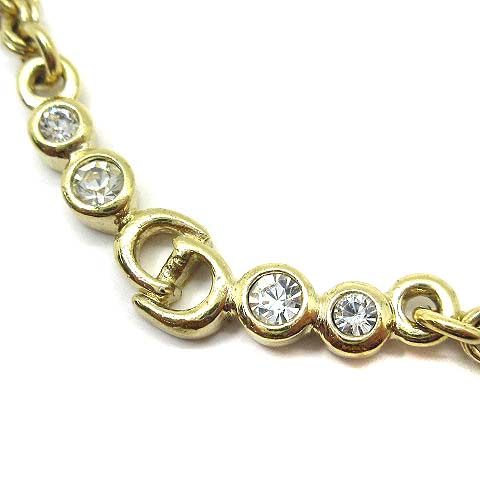 Christian Dior Logo Tennis Necklace Pendant Chain Gold Vintage Aa