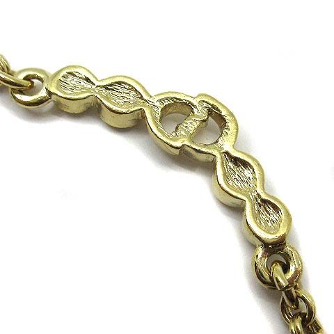 Christian Dior Logo Tennis Necklace Pendant Chain Gold Vintage Aa