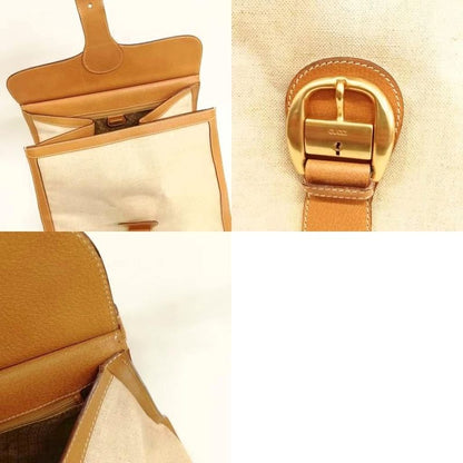 Gucci Old Gucci Vintage Canvas Leather Boston Bag Handbag Beige Camel
