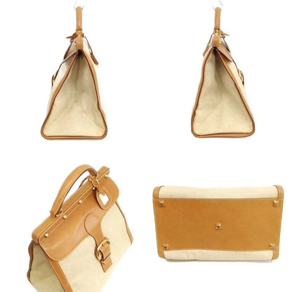Gucci Old Gucci Vintage Canvas Leather Boston Bag Handbag Beige Camel