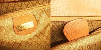 Gucci Old Gucci Vintage Canvas Leather Boston Bag Handbag Beige Camel