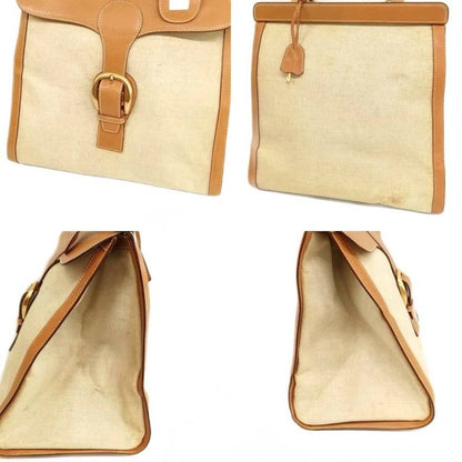 Gucci Old Gucci Vintage Canvas Leather Boston Bag Handbag Beige Camel