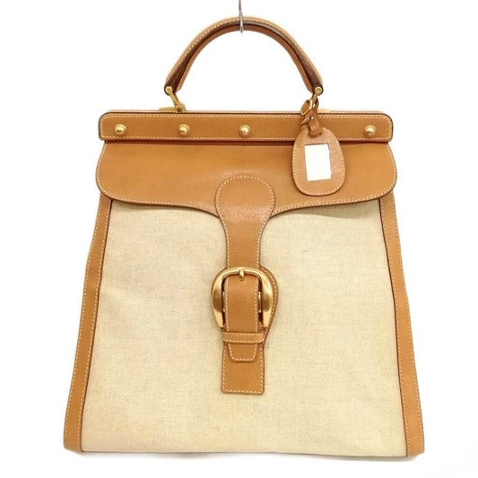 Gucci Old Gucci Vintage Canvas Leather Boston Bag Handbag Beige Camel