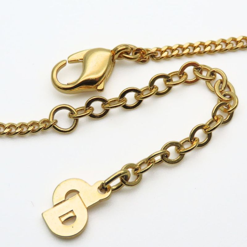 Christian Dior Necklace Metal Rhinestone Gold CD Logo GP Accessories Ladies