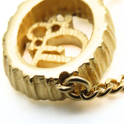 Christian Dior Necklace Metal Rhinestone Gold CD Logo GP Accessories Ladies