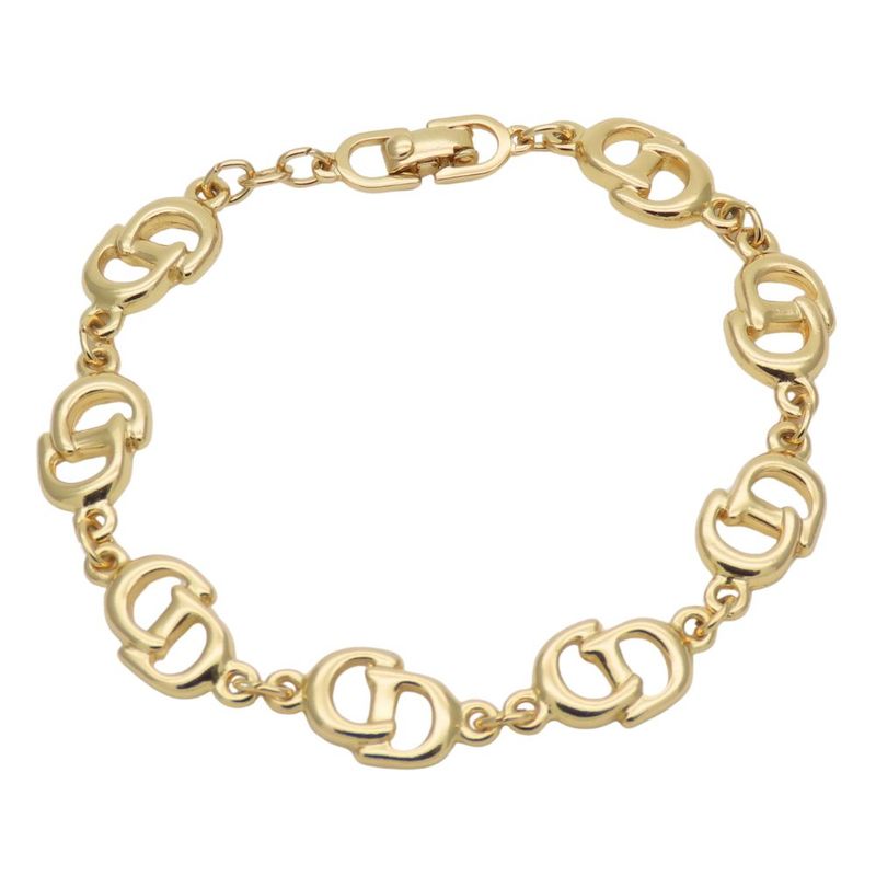 Christian Dior Bracelet CD Logo Metal Gold Plated GP Accessories Ladies Women