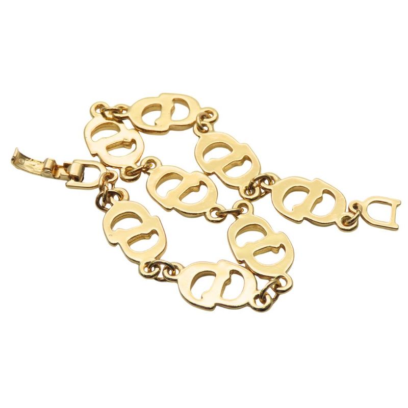 Christian Dior Bracelet CD Logo Metal Gold Plated GP Accessories Ladies Women