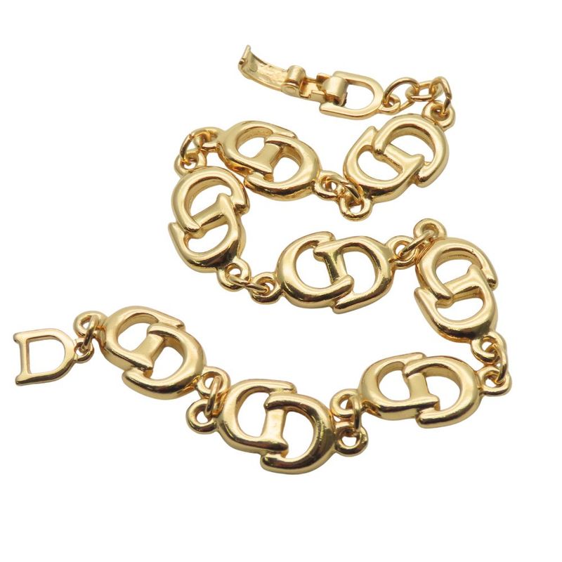 Christian Dior Bracelet CD Logo Metal Gold Plated GP Accessories Ladies Women